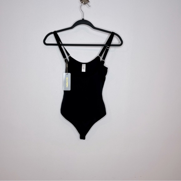 SHAPERX Tummy Control Open Bust Body Shaper Thong Bodysuit Black NWT XS - Picture 3 of 12